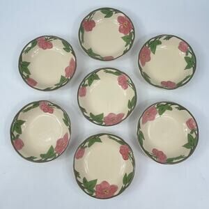 Franciscan Desert Rose 5" Sauce Berry Dessert Bowls x7 Floral Vtg Earthenware